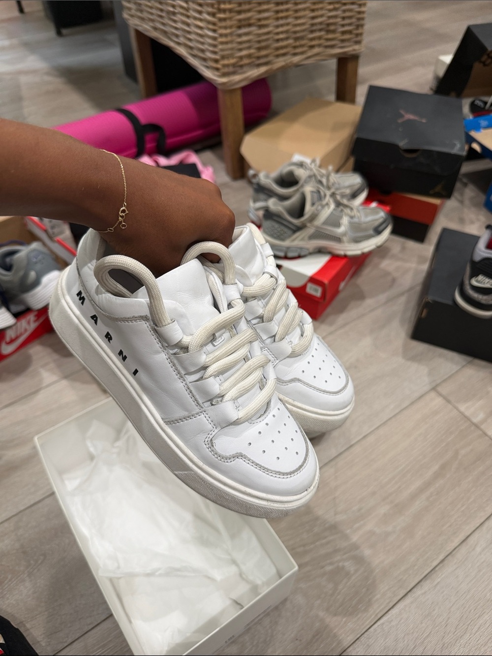 Marni Kids Logo Printed Lace-Up Sneakers